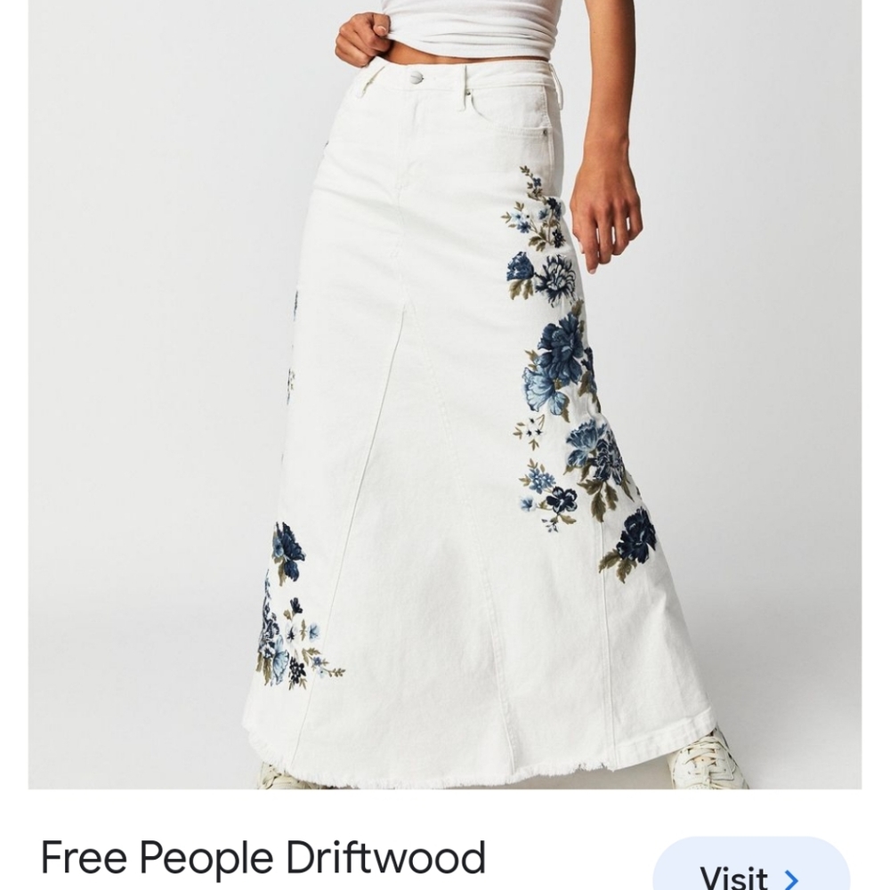 NWT Free peopleDriftwood Bluebell Fleur Maxi Skirt sz 28